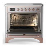 ILVE UMIB36QNR3SSP Majestic III 36 inch Induction Range with 6 Elements, 3.5 cu. ft. Total Oven Capacity (Solid Door, Stainless Steel, Copper)