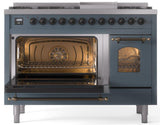 Nostalgie II 48 Inch Dual Fuel Liquid Propane Freestanding Range in Blue Grey with Bronze Trim