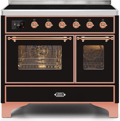 Majestic II 40 Inch Electric Freestanding Range in Glossy Black with Copper Trim