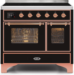 Majestic II 40 Inch Electric Freestanding Range in Glossy Black with Copper Trim