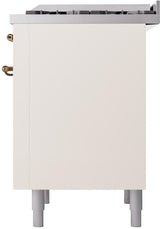 Nostalgie II 36 Inch Dual Fuel Liquid Propane Freestanding Range in Antique White with Bronze Trim