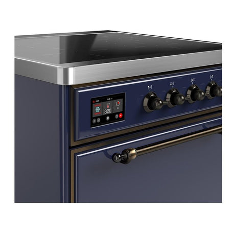 ILVE UMIB30QNR3MBB Majestic III 30 inch Induction Range with 4 Elements, 4 cu. ft. Oven Capacity (Solid Door, Midnight Blue, Burnished)