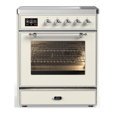 ILVE UMIB30NR3AWC Majestic III 30 inch Induction Range with 4 Elements, 4 cu. ft. Oven Capacity (Triple Glass Door, Antique White, Chrome)