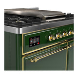 ILVE UMD40FQNR3EGG Majestic III 40 inch Dual Fuel Range with 6 Burners and Griddle, Dual Function Burner up to 25,000 BTU (Natural Gas, Solid Door, Emerald Green, Brass)