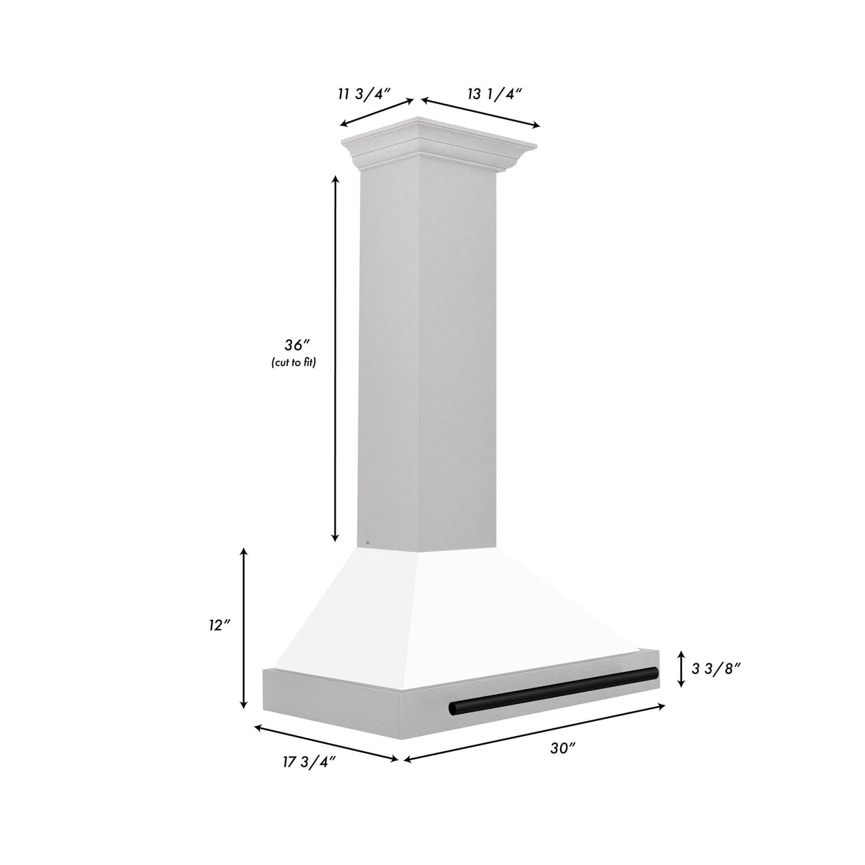 ZLINE 30 in. Autograph Edition Convertible Fingerprint Resistant DuraSnow Stainless Steel Range Hood with White Matte Shell and Champagne Bronze Handle (KB4SNZ-WM30-CB) [Color: Matte Black Accents]