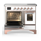 ILVE UMDIB40NR3WHP Majestic III 40 inch Induction Range with 6 Elements, 3.82 cu. ft. Total Oven Capacity (Triple Glass Door, White, Copper)
