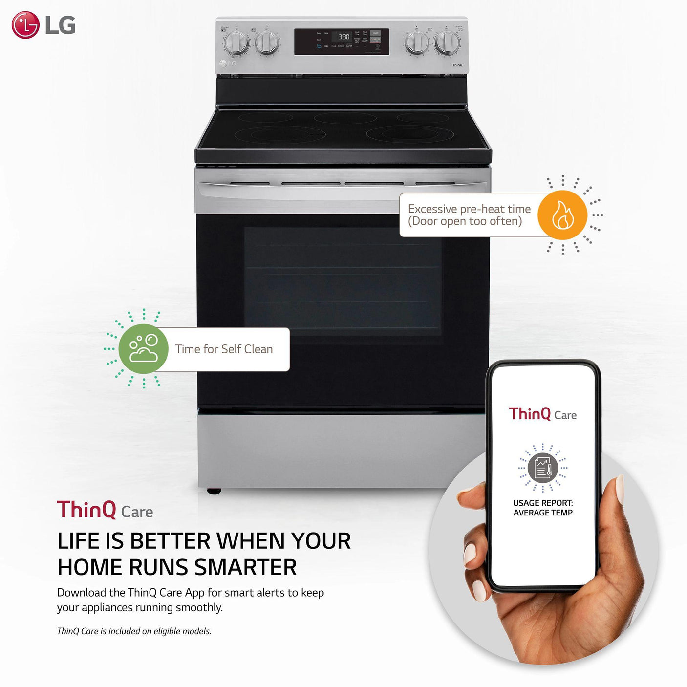 6.3 cu ft. Smart Wi-Fi Enabled Electric Range with EasyClean®