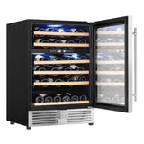 Avanti Dual-Zone Wine Cooler, 49 Bottle Capacity, in Stainless Steel with Wood Accent Shelving (WCR496DS)