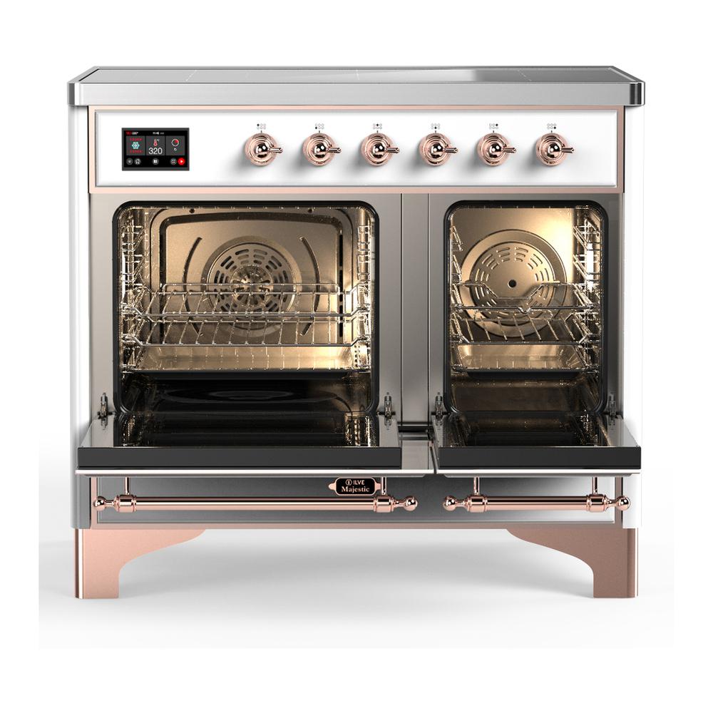 ILVE UMDIB40QNR3WHP Majestic III 40 inch Induction Range with 6 Elements, 3.82 cu. ft. Total Oven Capacity (Solid Door, White, Copper)