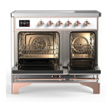 ILVE UMDIB40QNR3WHP Majestic III 40 inch Induction Range with 6 Elements, 3.82 cu. ft. Total Oven Capacity (Solid Door, White, Copper)