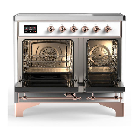 ILVE UMDIB40QNR3WHP Majestic III 40 inch Induction Range with 6 Elements, 3.82 cu. ft. Total Oven Capacity (Solid Door, White, Copper)