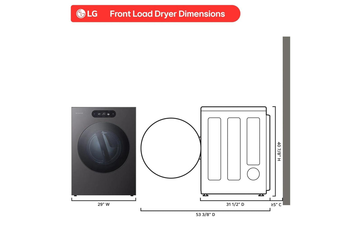 LG SIGNATURE 9.0 cu. ft. Mega Capacity Smart Front Load Gas Dryer with Built-In Intelligence, TurboSteam® and Touch LCD Control