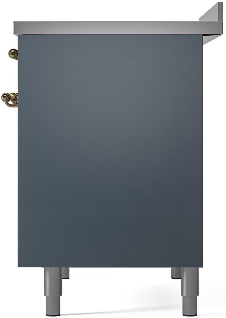 Nostalgie II 40 Inch Electric Freestanding Range in Blue Grey with Brass Trim