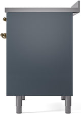 Nostalgie II 40 Inch Electric Freestanding Range in Blue Grey with Brass Trim