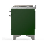 ILVE UMD40FNR3EGC Majestic III 40 inch Dual Fuel Range with 6 Burners and Griddle, Dual Function Burner up to 25,000 BTU (Natural Gas, Triple Glass Door, Emerald Green, Chrome)