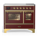 ILVE UMDIB40NR3BUG Majestic III 40 inch Induction Range with 6 Elements, 3.82 cu. ft. Total Oven Capacity (Triple Glass Door, Burgundy, Brass)