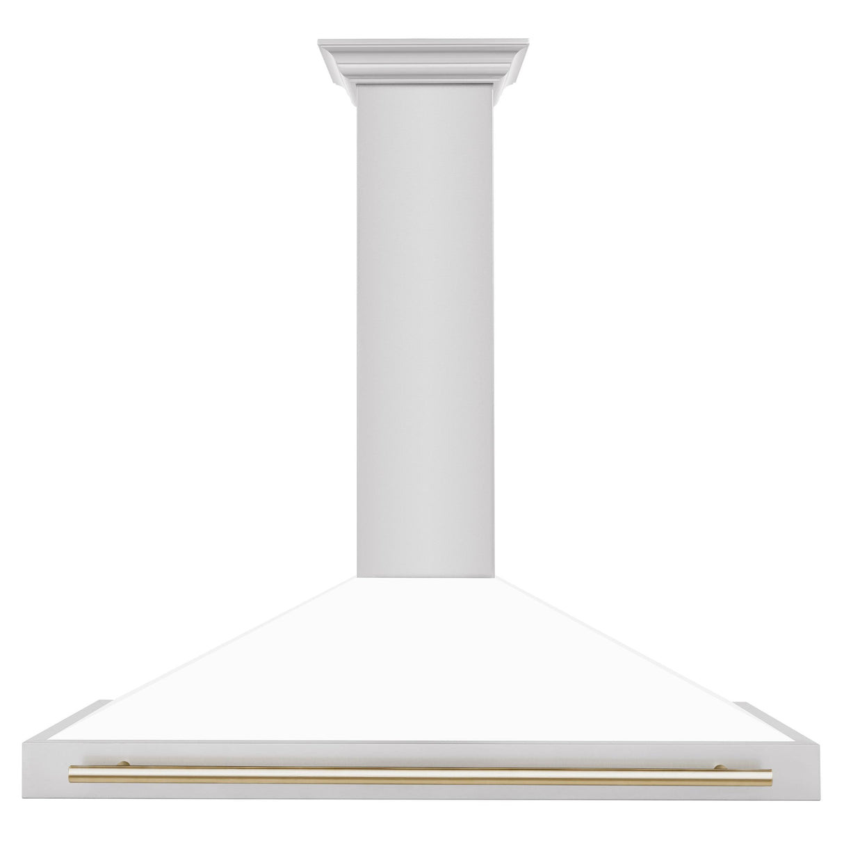 ZLINE 48 in. Autograph Edition Convertible Stainless Steel Range Hood with White Matte Shell and Champagne Bronze Accents (KB4STZ-WM48-CB) [Color: Gold Accents]
