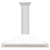 ZLINE 48 in. Autograph Edition Convertible Stainless Steel Range Hood with White Matte Shell and Champagne Bronze Accents (KB4STZ-WM48-CB) [Color: Gold Accents]