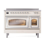 ILVE UNI486NMPAWC Nostalgie II Noblesse 48 inch Induction Range (Triple Glass Door, Antique White, Chrome)