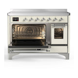 ILVE UMIB48NR3AWC Majestic III 48 inch Induction Range with 6 Elements, 5.02 cu. ft. Total Oven Capacity (Triple Glass Door, Antique White, Chrome)