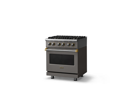 30"W. Dual Fuel Range (Finish: Damascus Gray, Trim: Polished Chrome, Fuel: Propane)