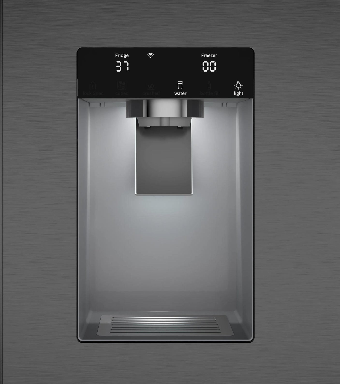 500 Series French Door Bottom Mount Refrigerator 36" Black Stainless Steel, Total No Frost