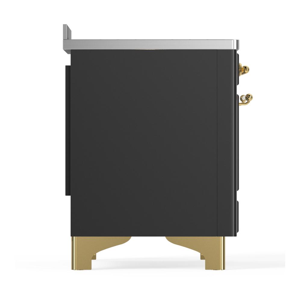 ILVE UMIB48NR3MGG Majestic III 48 inch Induction Range with 6 Elements, 5.02 cu. ft. Total Oven Capacity (Triple Glass Door, Graphite Matte, Brass)
