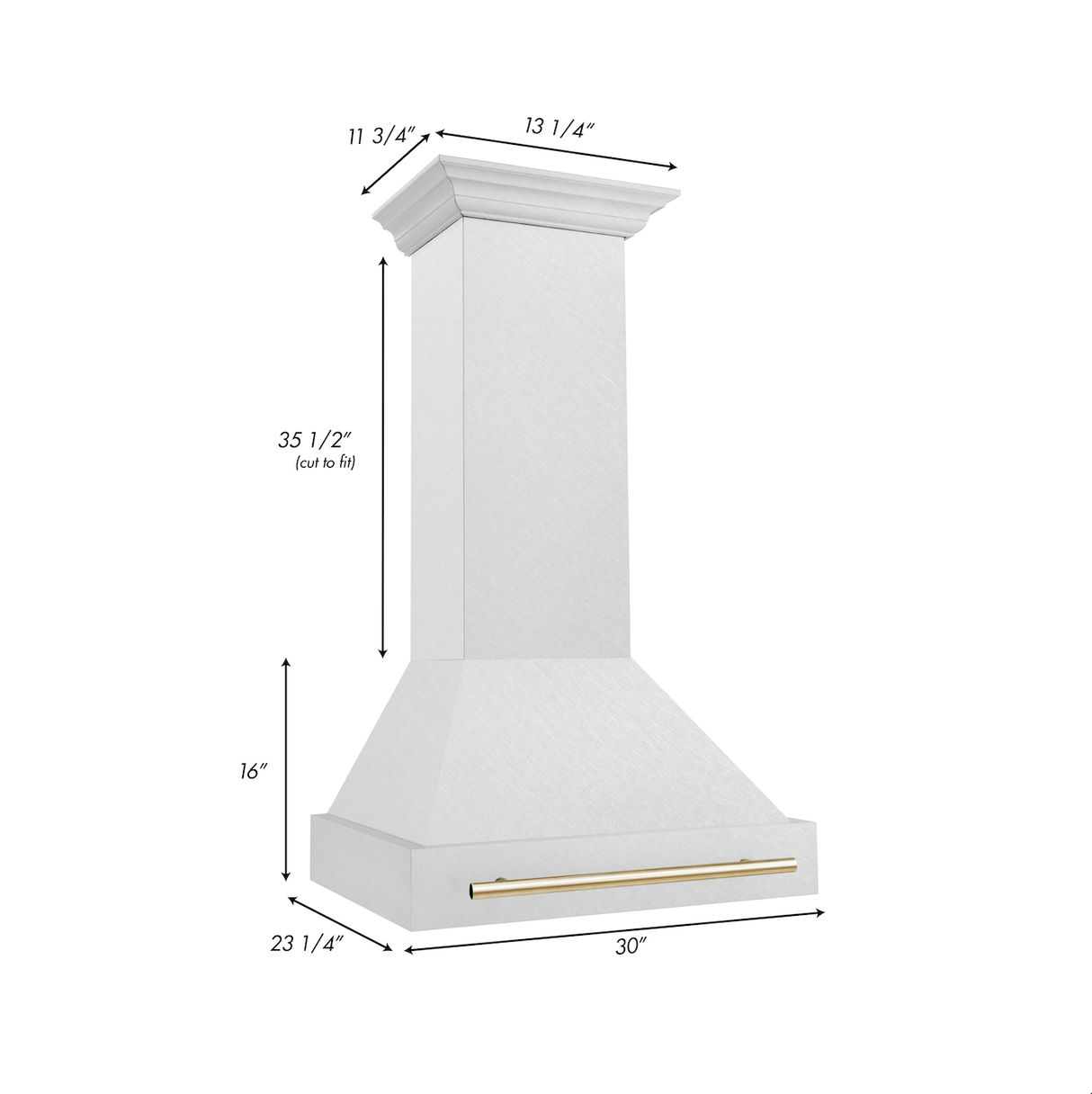 30 in. ZLINE Autograph Edition DuraSnow Stainless Steel Range Hood with DuraSnow Stainless Steel Shell and Handle (8654SNZ-30) [Color: Gold]