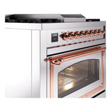 ILVE UN36FNMPSSP Nostalgie II Noblesse 36 inch Dual Fuel Range (Natural Gas, Triple Glass Door, Stainless Steel, Copper)