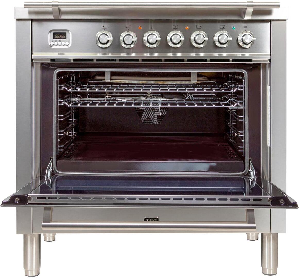 Professional Plus 36 Inch Dual Fuel Liquid Propane Freestanding Range in Stainless Steel with Chrome Trim