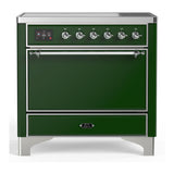 ILVE UMIB36QNR3EGC Majestic III 36 inch Induction Range with 6 Elements, 3.5 cu. ft. Total Oven Capacity (Solid Door, Emerald Green, Chrome)