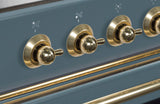 Majestic II 30 Inch Dual Fuel Natural Gas Freestanding Range in Blue Grey with Brass Trim