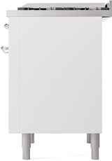 Nostalgie II 36 Inch Dual Fuel Liquid Propane Freestanding Range in White with Chrome Trim