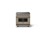 36"W. Induction Range (Finish: Nantucket, Trim: Brushed Brass)
