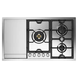 ILVE UHCPMT95FSS Panoramagic 36 inch Built-In Gas Cooktop with 5 Burners, in Stainless Steel (Natural Gas, 5 Sealed Burners + Griddle)