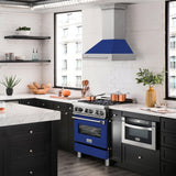 ZLINE 30 in. Stainless Steel Range Hood with Colored Shell Options and Stainless Steel Handle (8654STX-30) [Color: Blue Gloss]