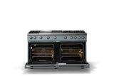 60"W. Sealed Burner Gas Range (Finish: November Sky, Trim: Polished Chrome, Fuel: Natural Gas)