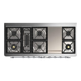 ILVE UM60FQNR3BUC Majestic III 60 inch Dual Fuel Range with 9 Burners and Griddle, Dual Function Burner up to 25,000 BTU (Natural Gas, Solid Door, Burgundy, Chrome)
