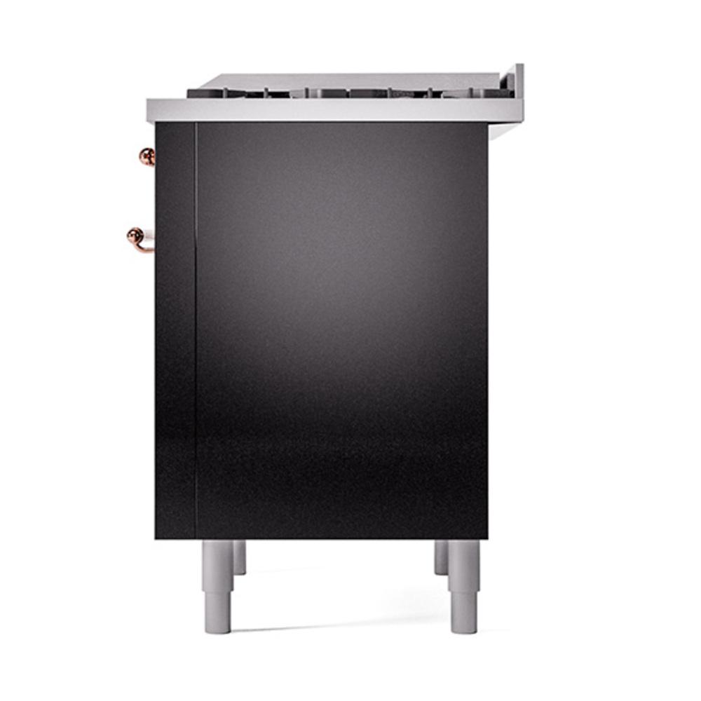 ILVE UN36FQNMPBKP Nostalgie II Noblesse 36 inch Dual Fuel Range (Natural Gas, Solid Door, Glossy Black, Copper)