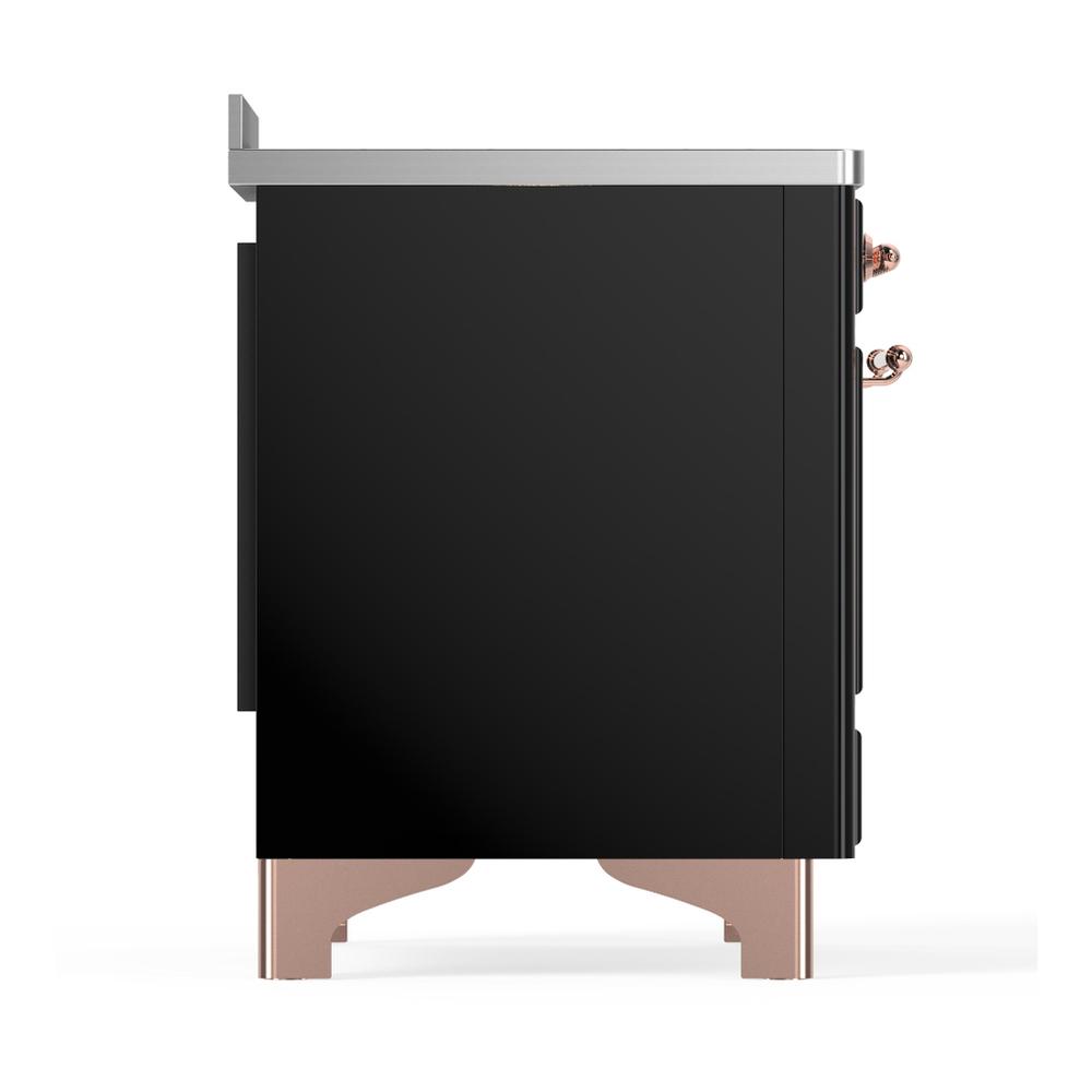 ILVE UMIB48NR3BKP Majestic III 48 inch Induction Range with 6 Elements, 5.02 cu. ft. Total Oven Capacity (Triple Glass Door, Glossy Black, Copper)