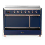 ILVE UMIB48QNR3MBP Majestic III 48 inch Induction Range with 6 Elements, 5.02 cu. ft. Total Oven Capacity (Solid Door, Midnight Blue, Copper)