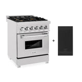 ZLINE 24 in. 2.8 cu. ft. Electric Oven and Gas Cooktop Dual Fuel Range with Griddle and Brass Burners in Fingerprint Resistant Stainless (RAS-SN-BR-GR-24)