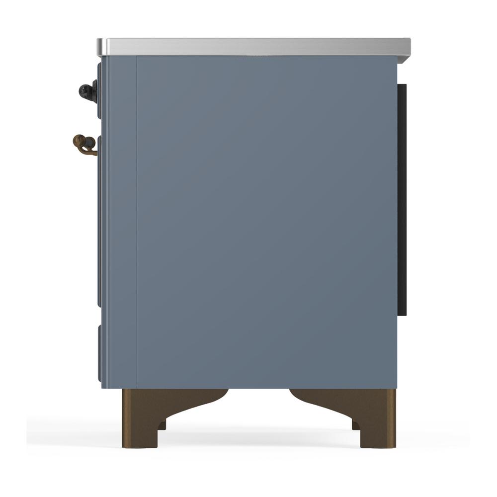 ILVE UMDIB40QNR3BGB Majestic III 40 inch Induction Range with 6 Elements, 3.82 cu. ft. Total Oven Capacity (Solid Door, Blue Grey, Burnished)