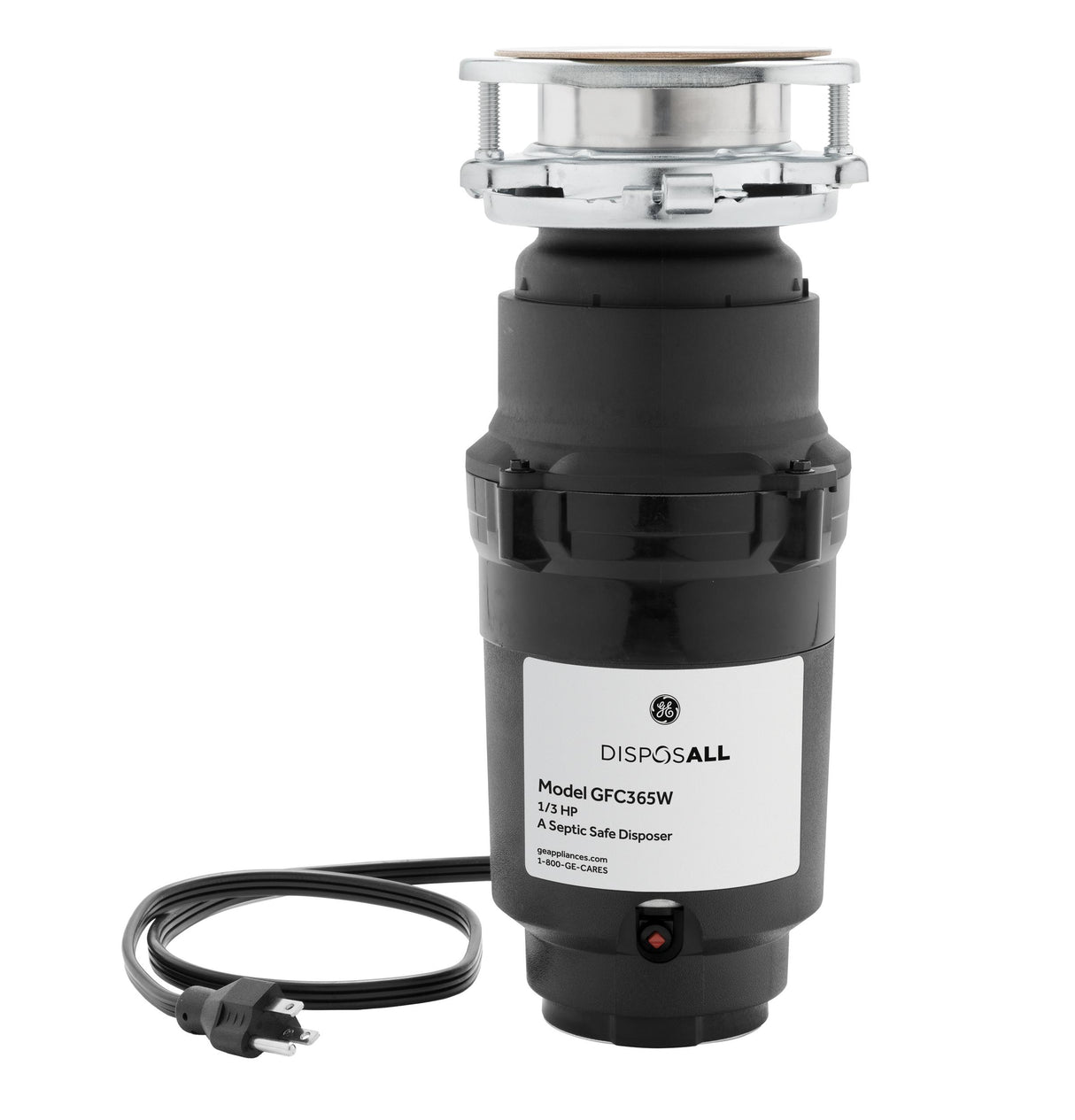 GE DISPOSALL® 1/3 HP Continuous Feed Garbage Disposer - Corded