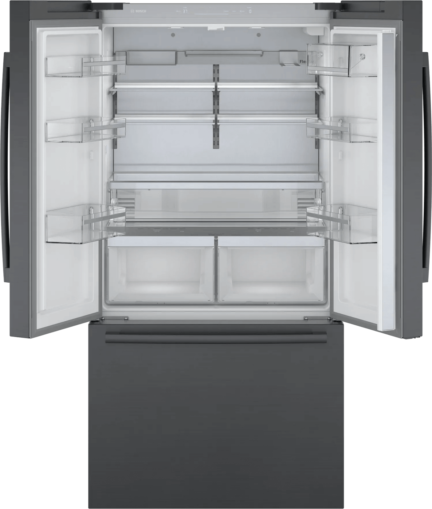 800 Series French Door Bottom Mount Refrigerator 36" Black Stainless Steel