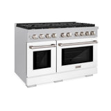 ZLINE 48 in. 6.7 cu. ft. 8 Burner Double Oven Gas Range in DuraSnow' Stainless Steel with White Matte Doors (SGRS-WM-48)