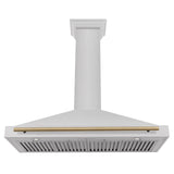 ZLINE 48 in. Autograph Edition Convertible Fingerprint Resistant DuraSnow Stainless Steel Range Hood with Champagne Bronze Handle (KB4SNZ-48-CB) [Color: Champagne Bronze Accents]