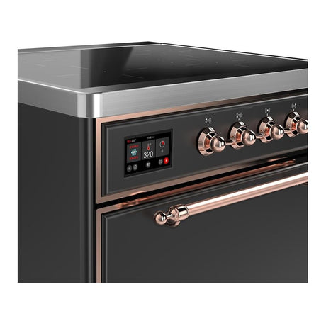 ILVE UMIB30QNR3MGP Majestic III 30 inch Induction Range with 4 Elements, 4 cu. ft. Oven Capacity (Solid Door, Graphite Matte, Copper)