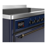 ILVE UMIB48QNR3MBB Majestic III 48 inch Induction Range with 6 Elements, 5.02 cu. ft. Total Oven Capacity (Solid Door, Midnight Blue, Burnished)