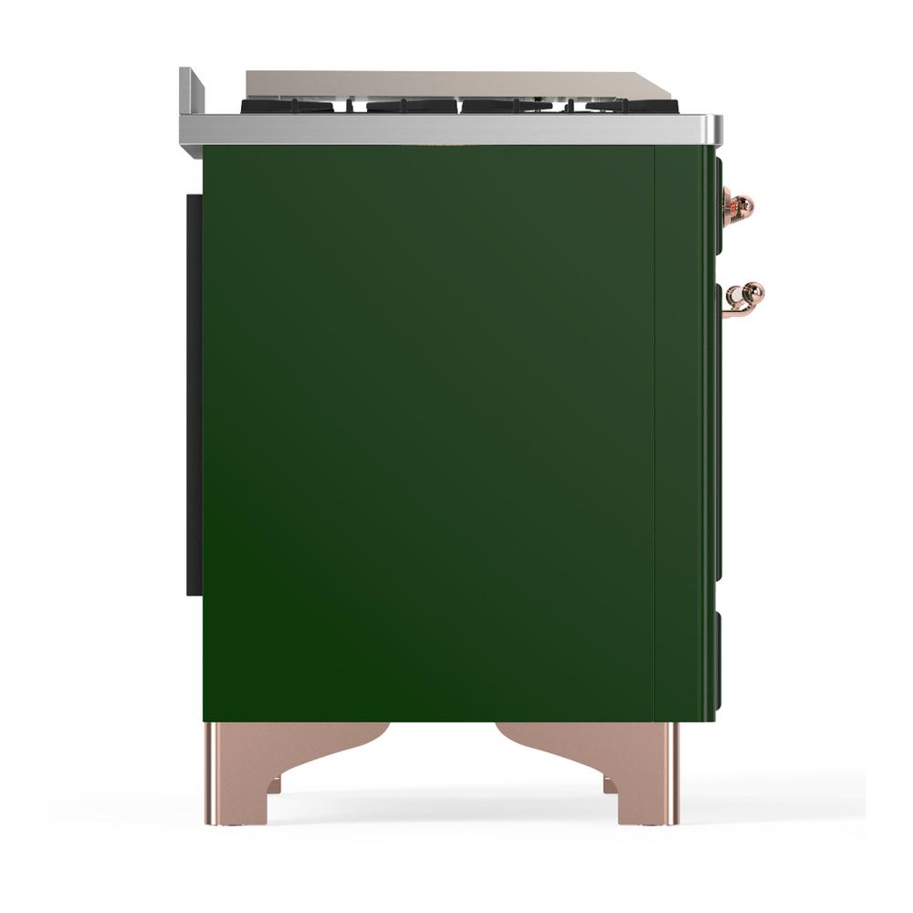 ILVE UMD40FNR3EGPLP Majestic III 40 inch Dual Fuel Range with 6 Burners and Griddle, Dual Function Burner up to 25,000 BTU (Liquid Propane, Triple Glass Door, Emerald Green, Copper)